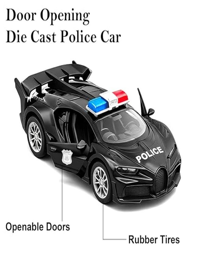 في جراسب سيارة شرطة رياضية مصغرة من VGRASSP بمقياس 1:32، مصنوعة من المعدن المصبوب، لعبة للأطفال، تعمل بسحب للخلف - نموذج مصغر للطرق الوعرة بإطارات مطاطية، تصميم واقعي، أبواب قابلة للفتح - اللون كما هو موضح في المخزون - Image 4